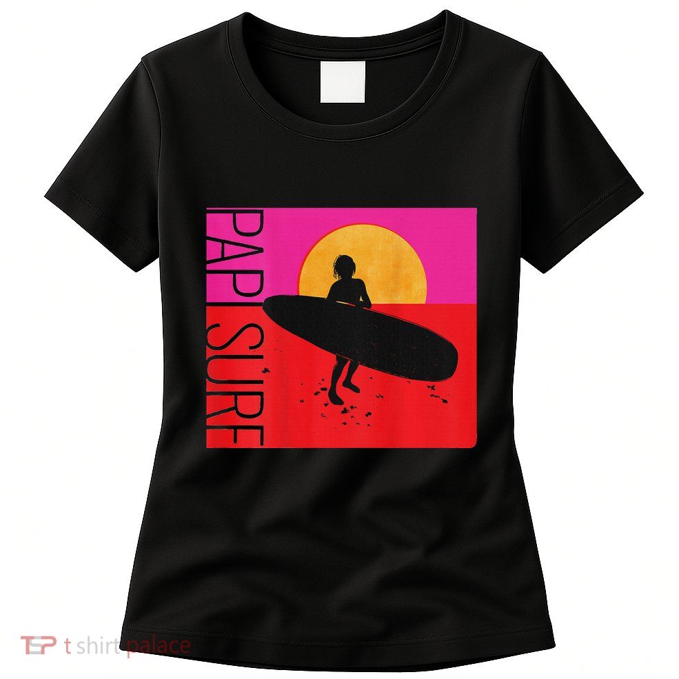 Papi Surf Sunset Surfboard Womens T-Shirt