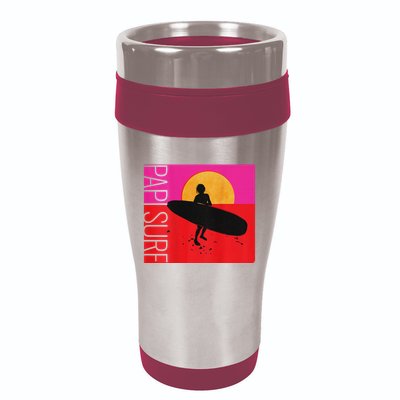 Papi Surf Sunset Surfboard 16oz Travel Tumbler