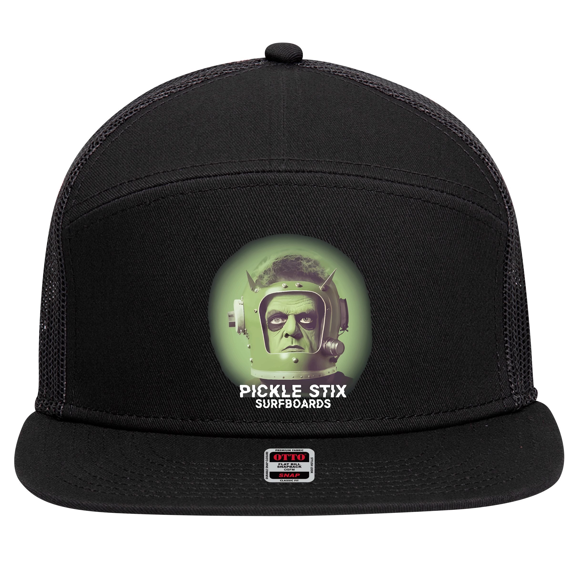 Pickle Stix Surfboards Spaceman 7 Panel Mesh Trucker Snapback Hat