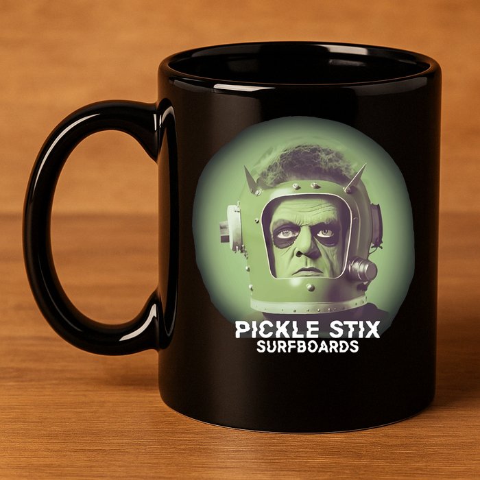 Pickle Stix Surfboards Spaceman 11oz C Handle Ceramic Mug