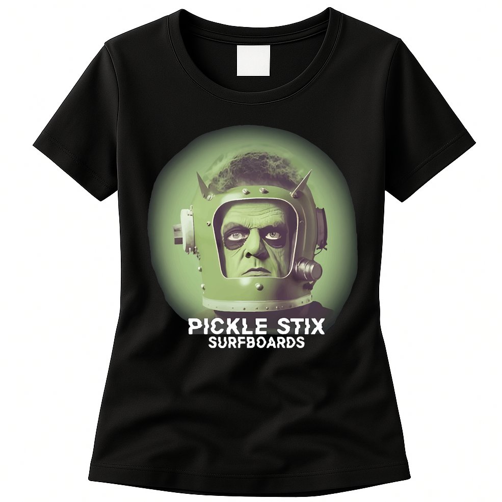 Pickle Stix Surfboards Spaceman Womens T-Shirt