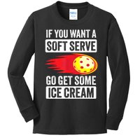 Pickleball Soft Serve Ice Cream Funny Pickleball Kids Long Sleeve Shirt