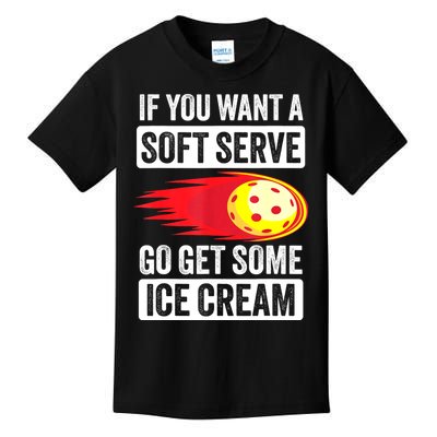 Pickleball Soft Serve Ice Cream Funny Pickleball Kids T-Shirt