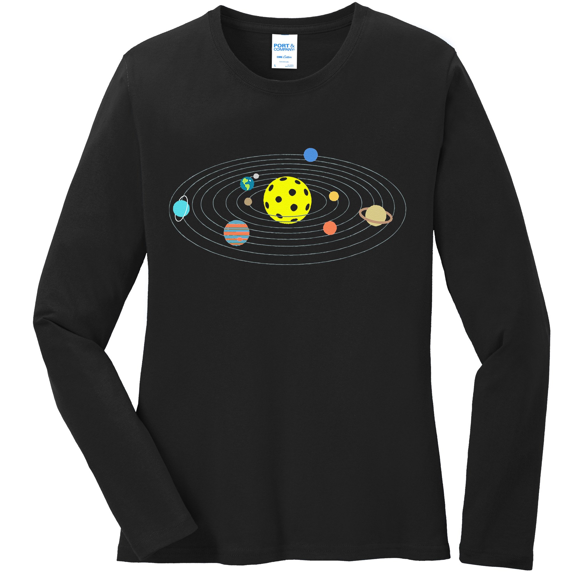 Pickleball Solar System Ladies Long Sleeve Shirt