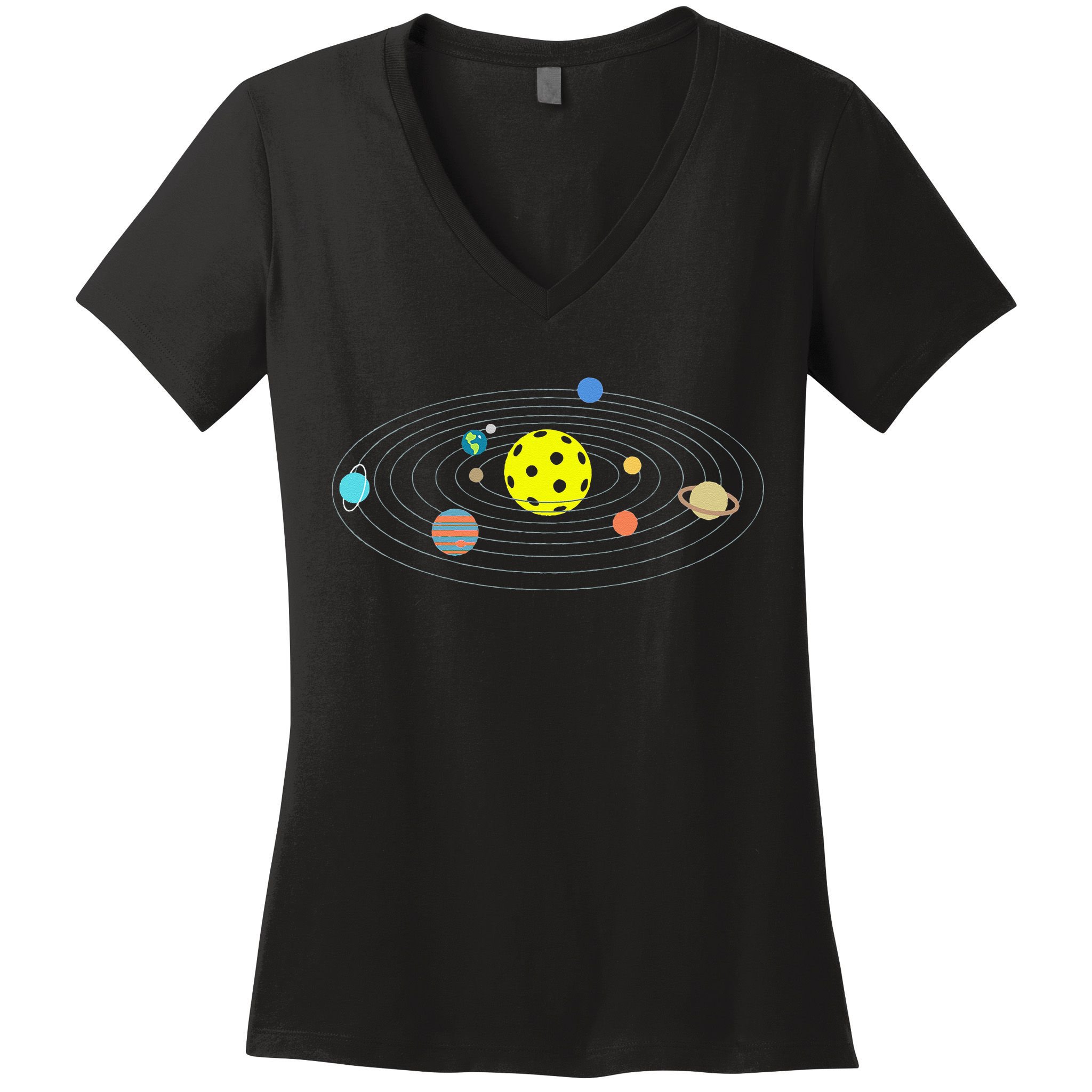 Pickleball Solar System Women's V-Neck T-Shirt