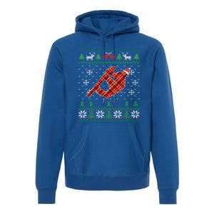 Plaid Snowboarder Santa Hat Snowboarding Dad Ugly Christmas Gift Premium Hoodie