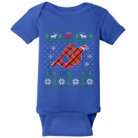 Plaid Snowboarder Santa Hat Snowboarding Dad Ugly Christmas Gift Baby Bodysuit