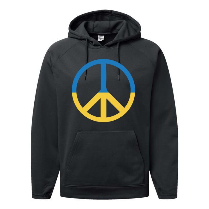 Peace Sign Stand With Ukraine Supporting Ukrainians Performance Fleece Hoodie