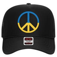 Peace Sign Stand With Ukraine Supporting Ukrainians High Crown Mesh Back Trucker Hat