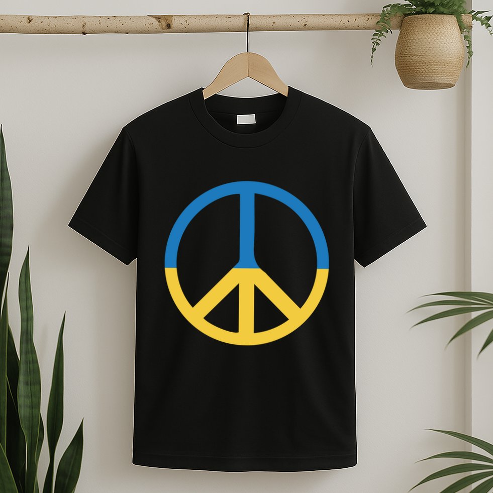 Peace Sign Stand With Ukraine Supporting Ukrainians T-Shirt