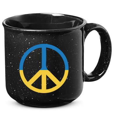 Peace Sign Stand With Ukraine Supporting Ukrainians 15oz Campfire Ceramic Mug