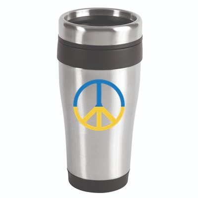 Peace Sign Stand With Ukraine Supporting Ukrainians 16oz Travel Tumbler