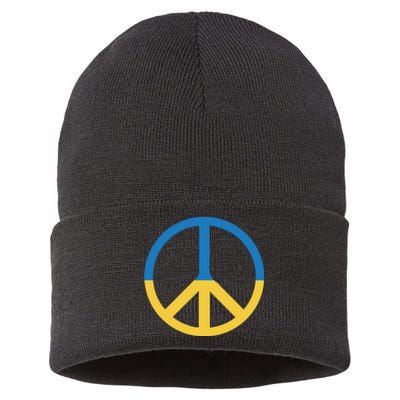 Peace Sign Stand With Ukraine Supporting Ukrainians Sustainable Knit Beanie