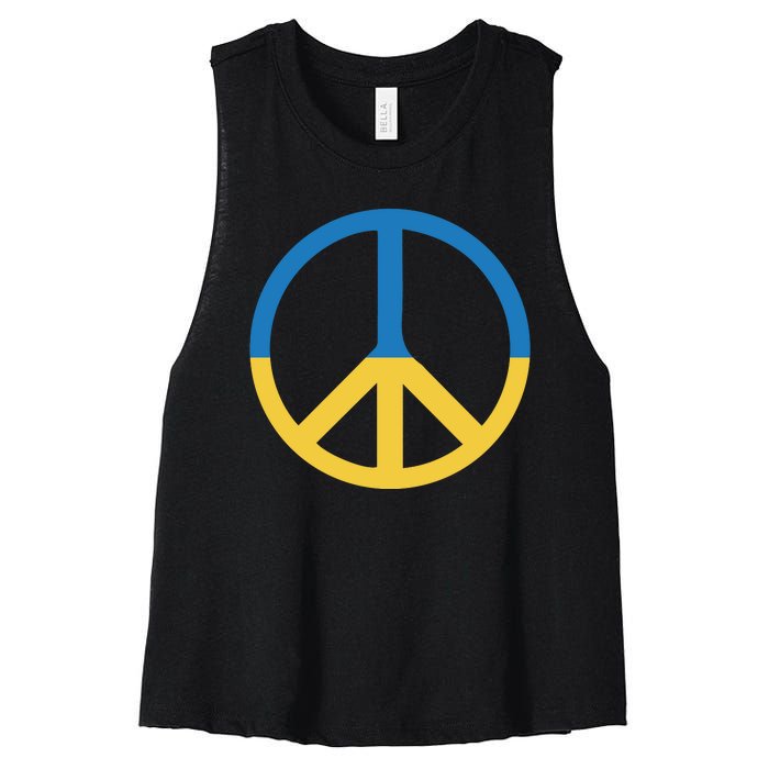 Peace Sign Stand With Ukraine Supporting Ukrainians Women's Racerback Cropped Tank