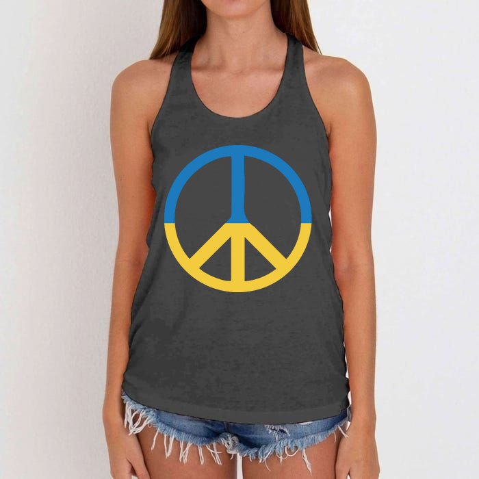 Peace Sign Stand With Ukraine Supporting Ukrainians Women's Knotted Racerback Tank