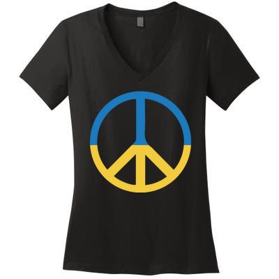 Peace Sign Stand With Ukraine Supporting Ukrainians Women's V-Neck T-Shirt