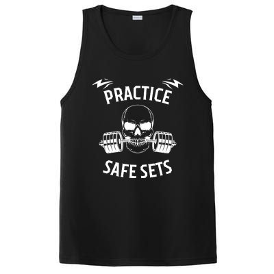 Practice Safe Sets Gym Workout Meme Fitness Lifting Joke PosiCharge Competitor Tank