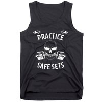 Practice Safe Sets Gym Workout Meme Fitness Lifting Joke Tank Top