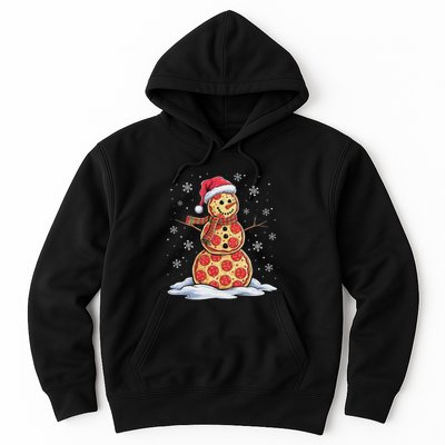 Pizza Snowman Santa Hat Christmas Pizza Party Funny Hoodie