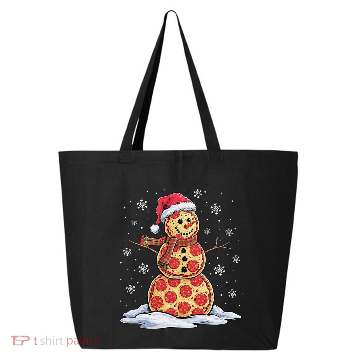 Pizza Snowman Santa Hat Christmas Pizza Party Funny 25L Jumbo Tote