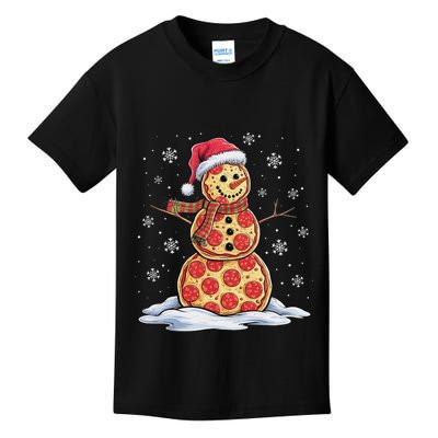 Pizza Snowman Santa Hat Christmas Pizza Party Funny Kids T-Shirt
