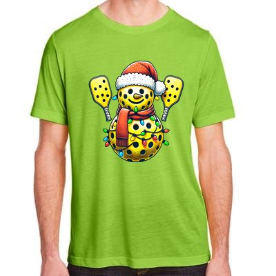 Pickleball Snowman Santa Hat Lights Christmas Pickleball Gift For Xmas Adult ChromaSoft Performance T-Shirt