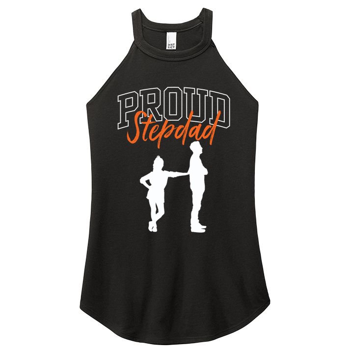 Proud Stepdad Stepfather Fathers Day Step Dad Sayings Father Gift Women's Perfect Tri Rocker Tank