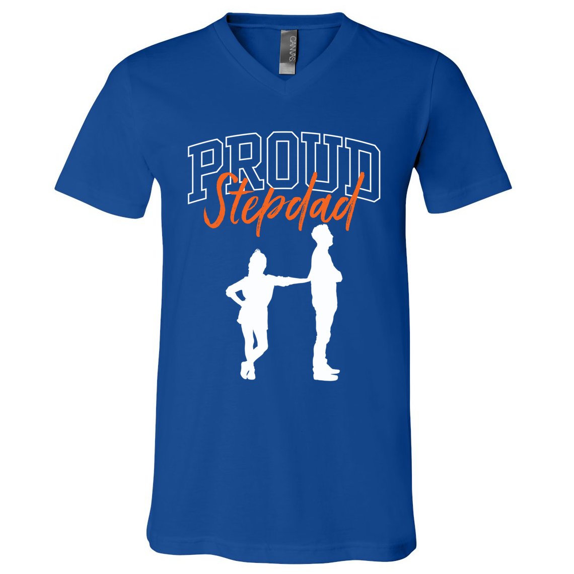 Proud Stepdad Stepfather Fathers Day Step Dad Sayings Father Gift V-Neck T-Shirt