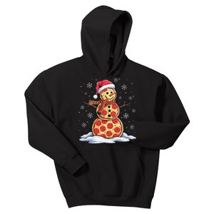 Pizza Snowman Santa Hat Christmas Pizza Party Funny Gift Kids Hoodie