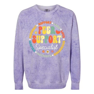 Peer Support Specialist Life Appreciation Week School Colorblast Crewneck Sweatshirt