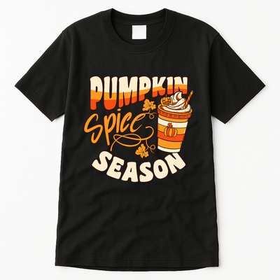 Pumpkin Spice Season Latte Coffee Fall Autumn Funny Tall T-Shirt