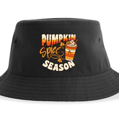 Pumpkin Spice Season Latte Coffee Fall Autumn Funny Sustainable Bucket Hat