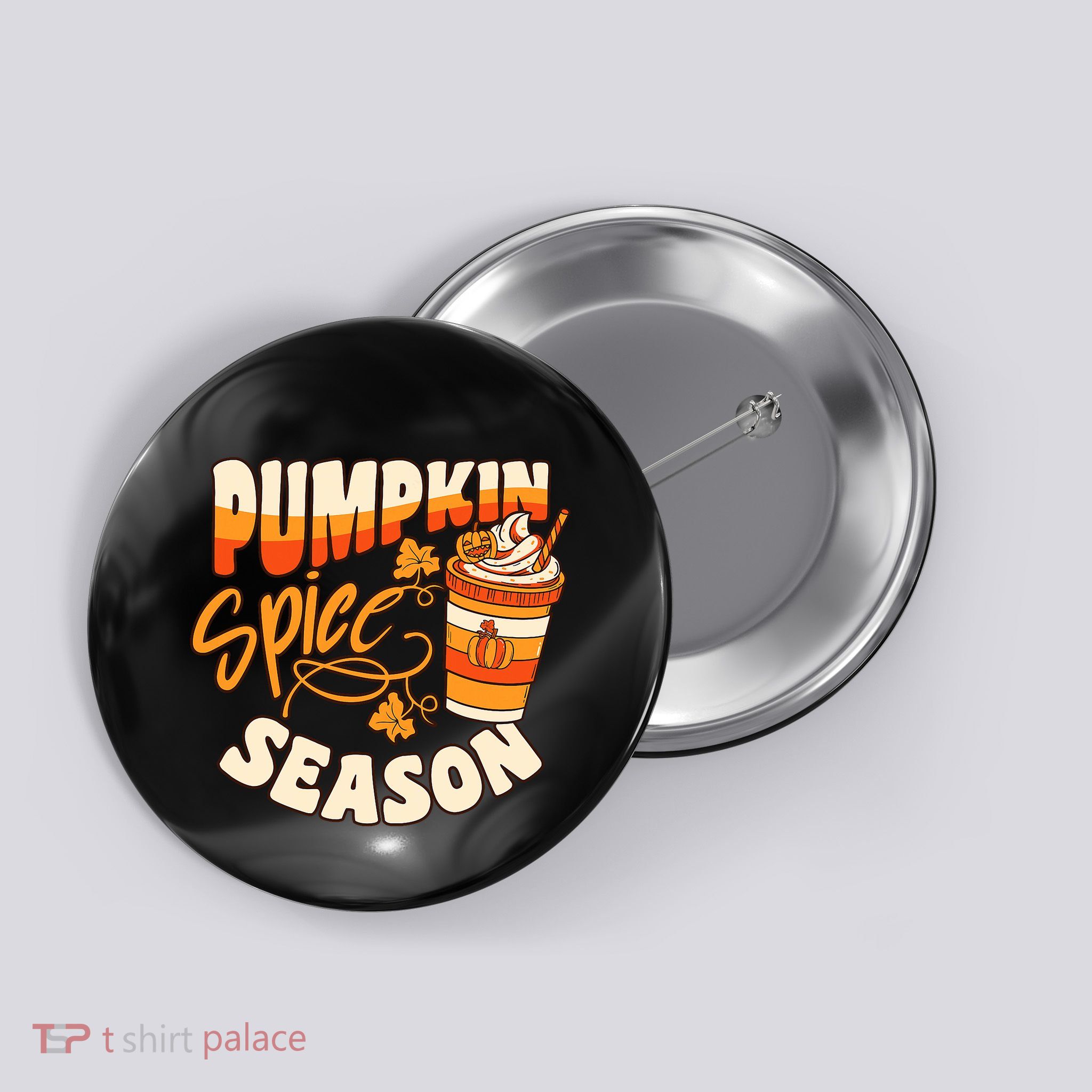 Pumpkin Spice Season Latte Coffee Fall Autumn Funny Button