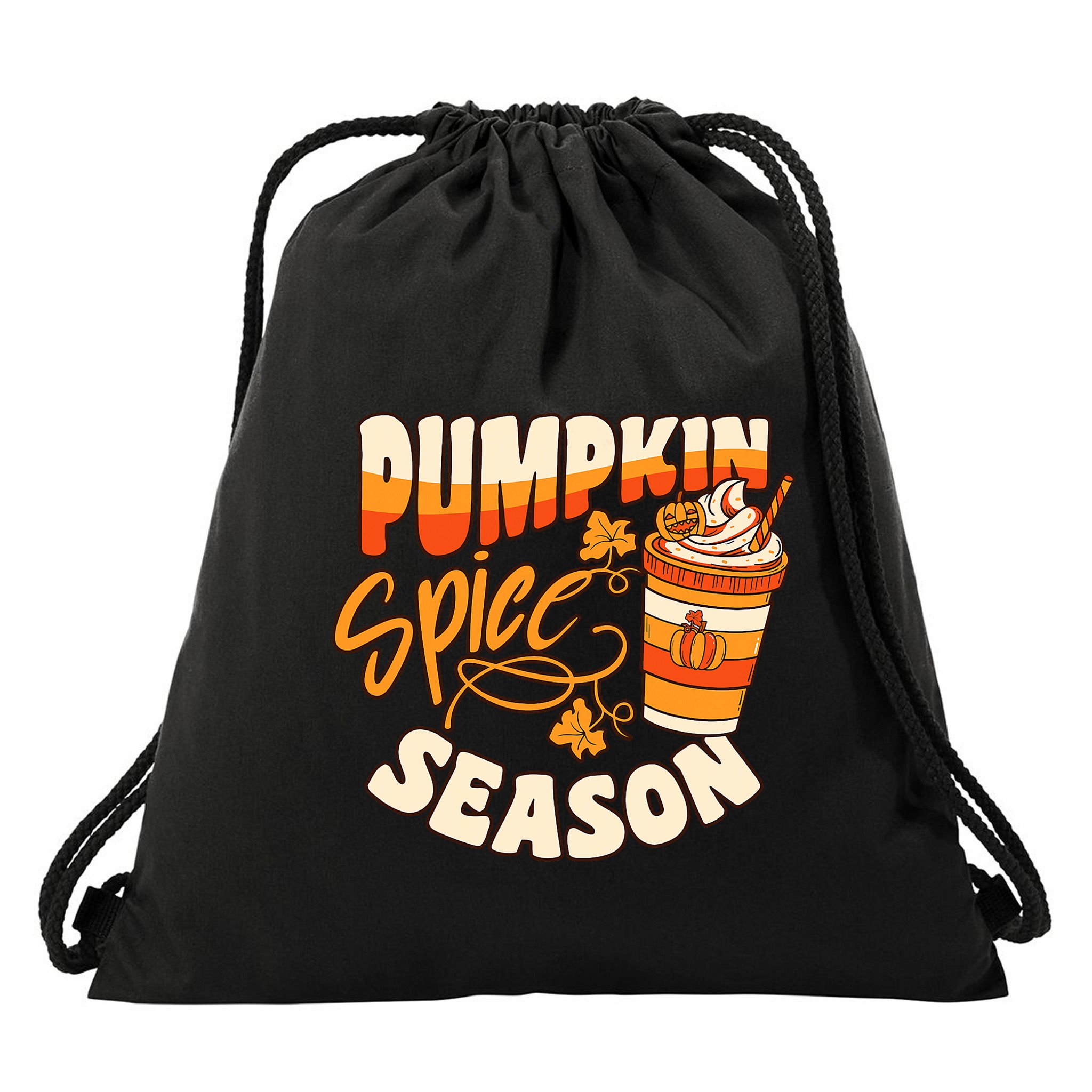 Pumpkin Spice Season Latte Coffee Fall Autumn Funny Drawstring Bag