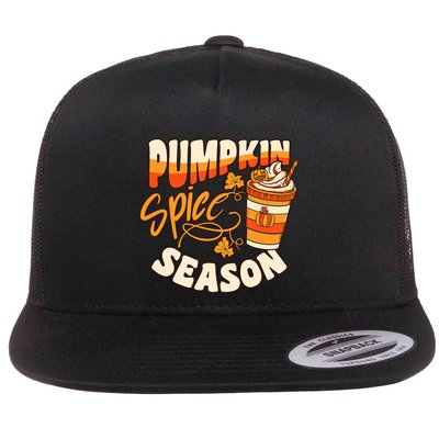 Pumpkin Spice Season Latte Coffee Fall Autumn Funny Flatbill Hat