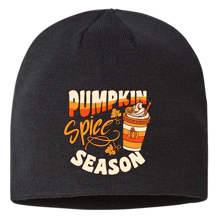 Pumpkin Spice Season Latte Coffee Fall Autumn Funny Sustainable Beanie