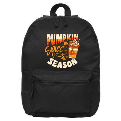 Pumpkin Spice Season Latte Coffee Fall Autumn Funny 16 in Basic Backpack