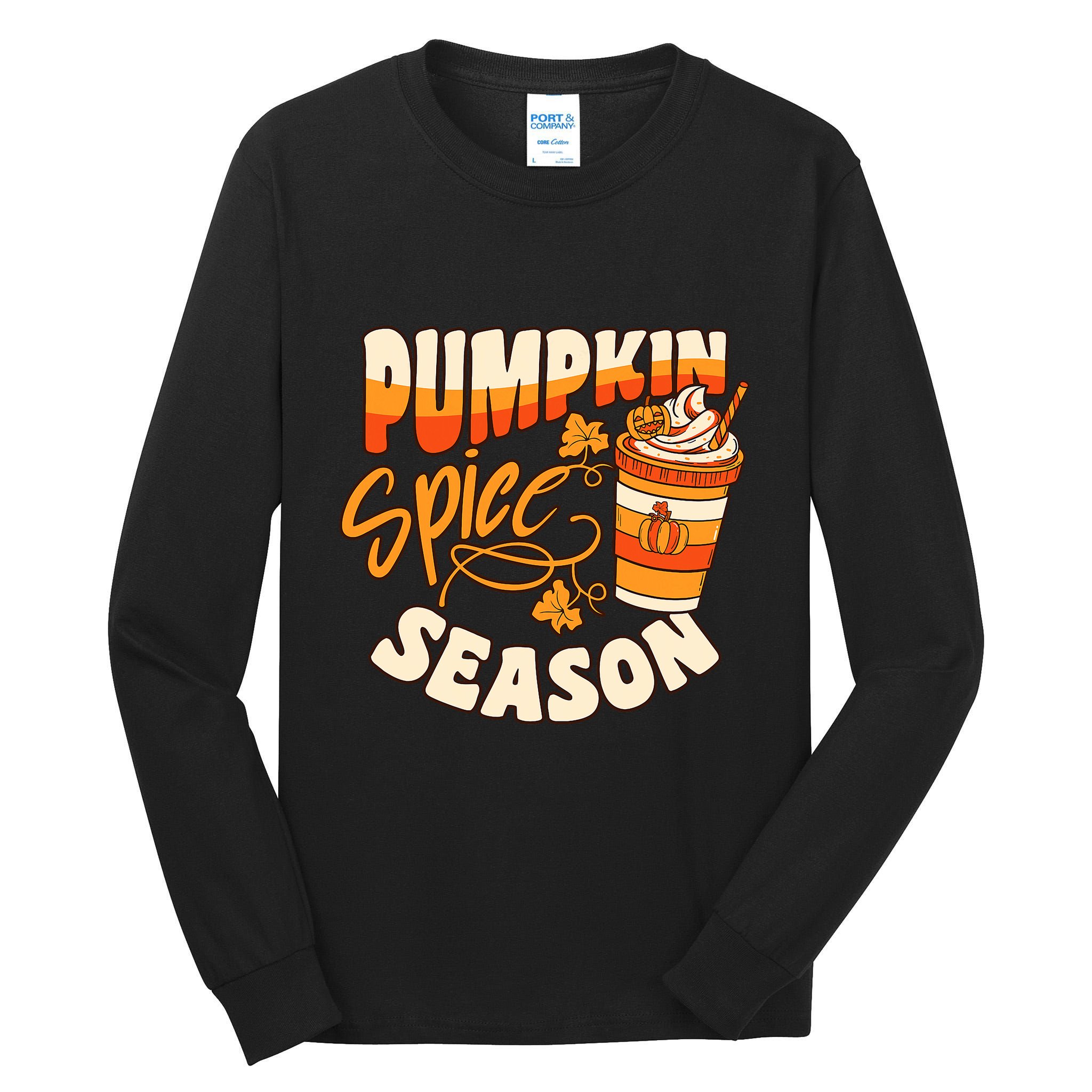 Pumpkin Spice Season Latte Coffee Fall Autumn Funny Tall Long Sleeve T-Shirt