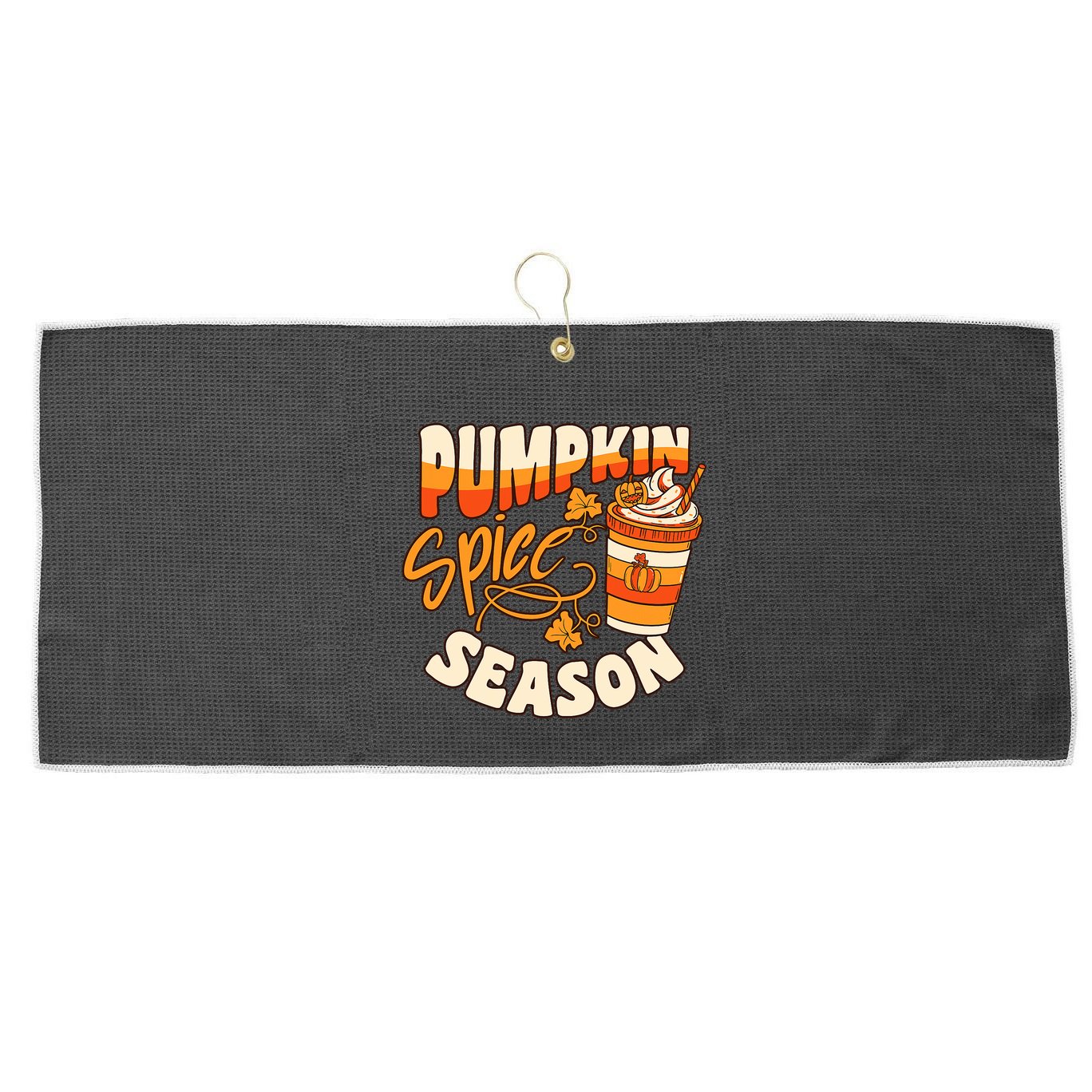 Pumpkin Spice Season Latte Coffee Fall Autumn Funny Large Microfiber Waffle Golf Towel