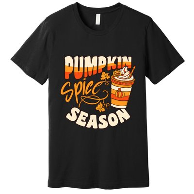 Pumpkin Spice Season Latte Coffee Fall Autumn Funny Premium T-Shirt