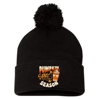 Pumpkin Spice Season Latte Coffee Fall Autumn Funny Pom Pom 12in Knit Beanie
