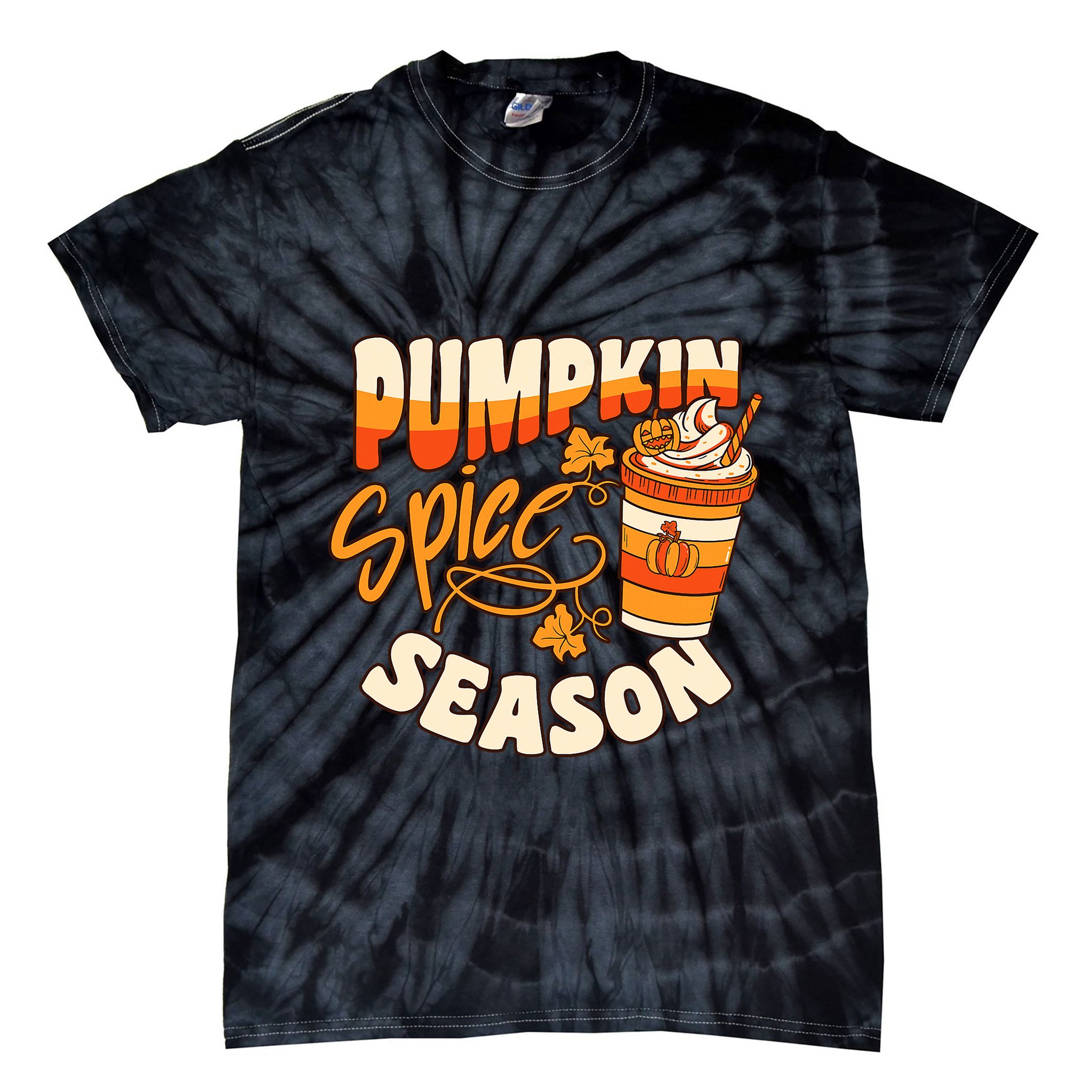 Pumpkin Spice Season Latte Coffee Fall Autumn Funny Tie-Dye T-Shirt