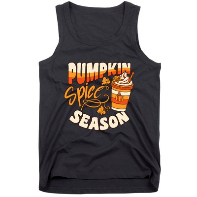 Pumpkin Spice Season Latte Coffee Fall Autumn Funny Tank Top