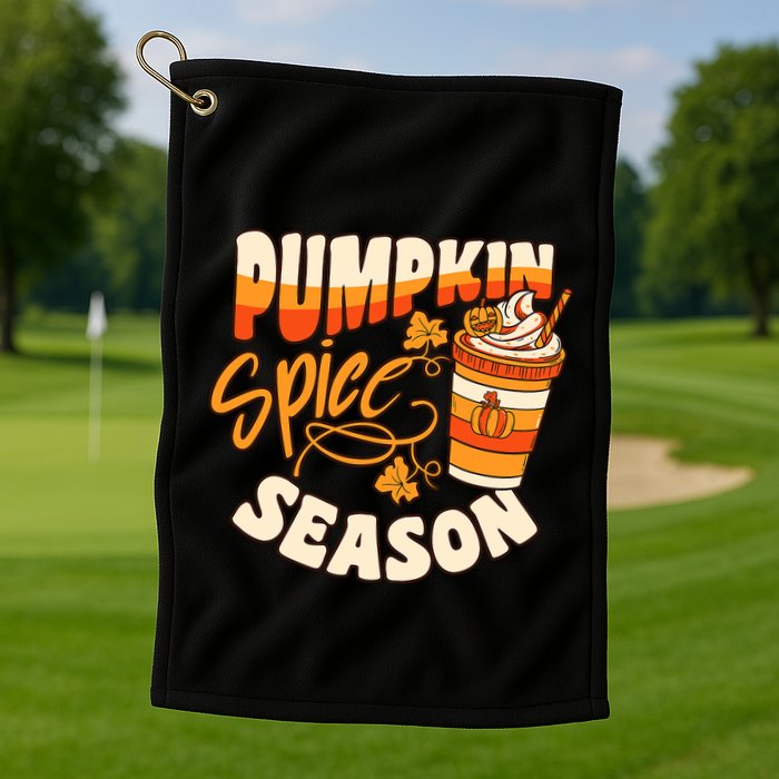 Pumpkin Spice Season Latte Coffee Fall Autumn Funny Golf Towel