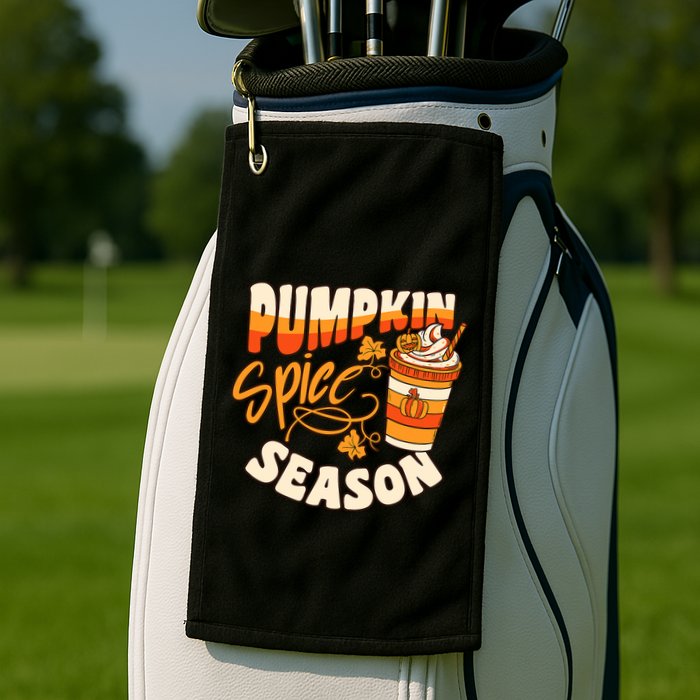 Pumpkin Spice Season Latte Coffee Fall Autumn Funny Golf Towel