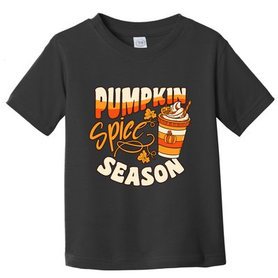 Pumpkin Spice Season Latte Coffee Fall Autumn Funny Toddler T-Shirt