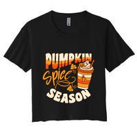 Pumpkin Spice Season Latte Coffee Fall Autumn Funny Women's Crop Top Tee