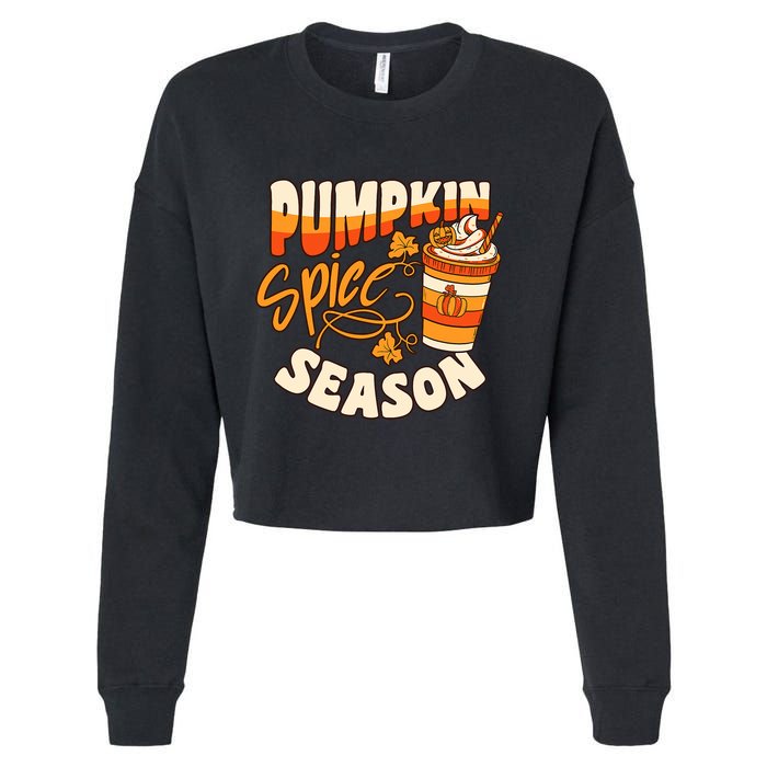 Pumpkin Spice Season Latte Coffee Fall Autumn Funny Cropped Pullover Crew
