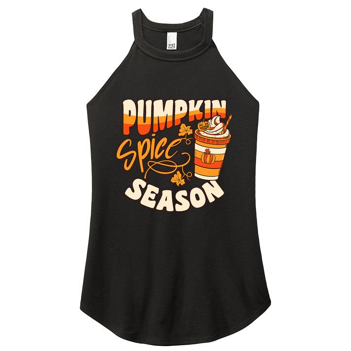Pumpkin Spice Season Latte Coffee Fall Autumn Funny Women's Perfect Tri Rocker Tank