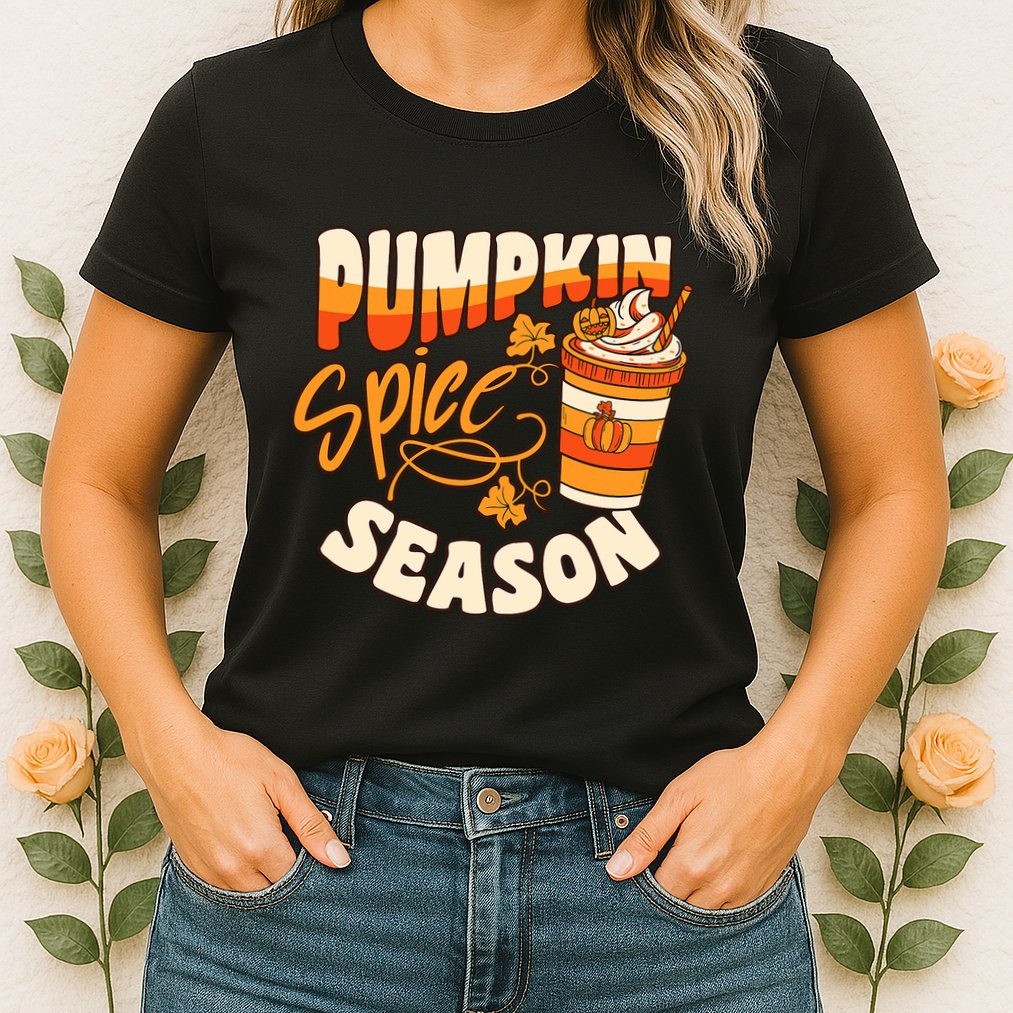Pumpkin Spice Season Latte Coffee Fall Autumn Funny Womens T-Shirt